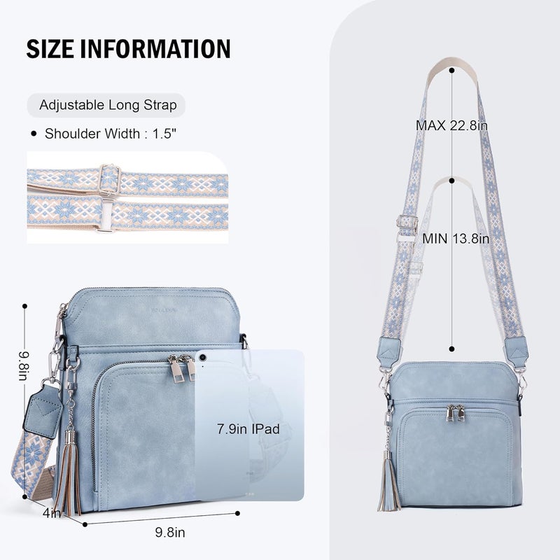 Roulens Crossbody Purse for Women Vegan Leather Medium Crossbody Wallet Bag for Travel Women Shoulder Handbags with Tassel - Image 4